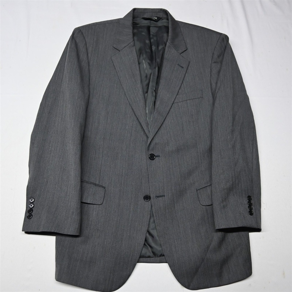 Jos A Bank 42R Gray Herringbone 100% Wool Mens Blazer Suit Jacket Sport Coat - Picture 1 of 12